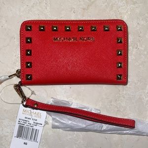 Michael Kors Selma Stud Red Wallet Wristlet